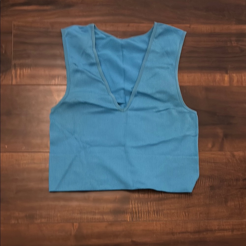 Primark Blue and White Crop Tank Top